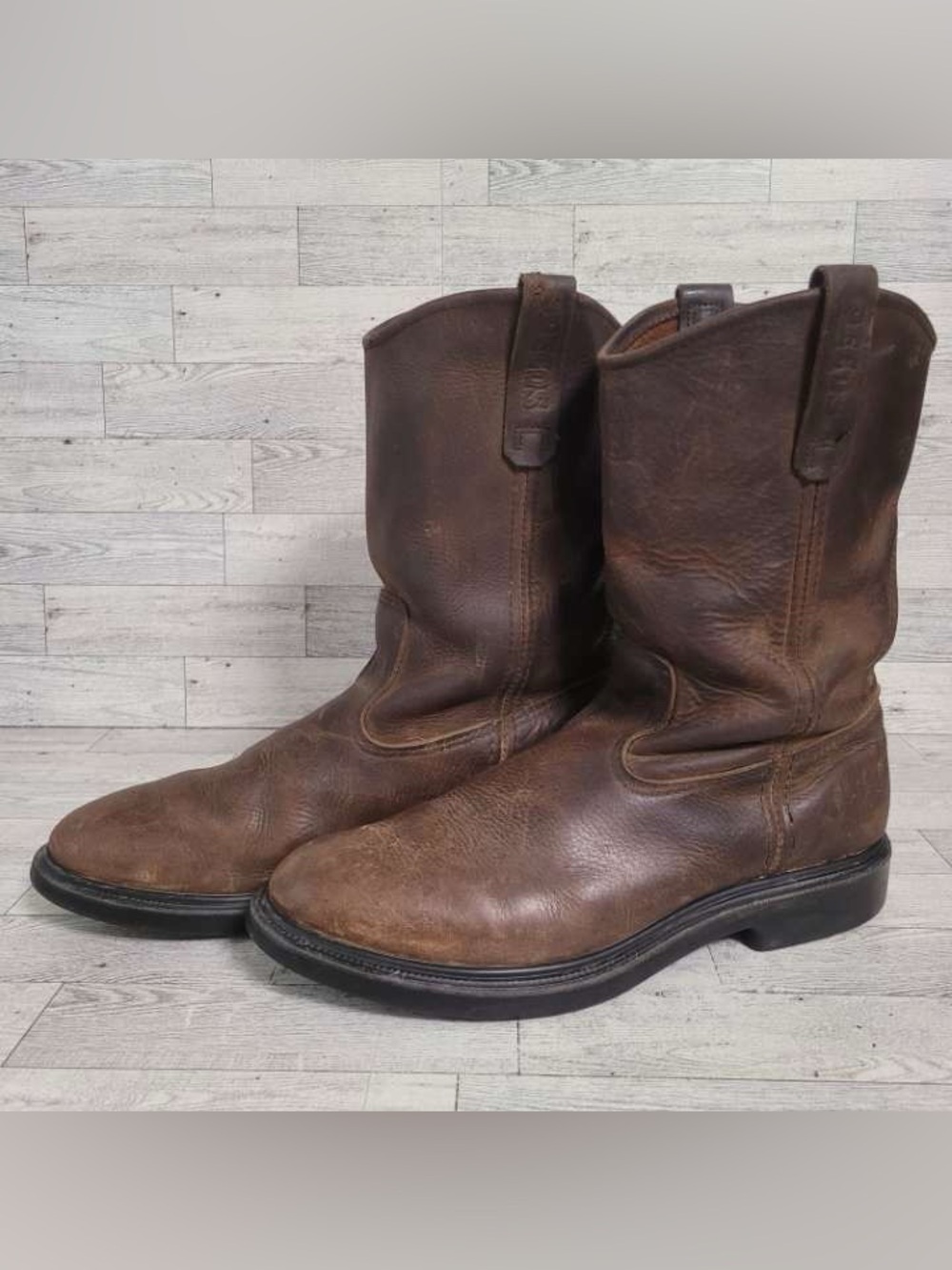 Men's Red Wing Pecos 1159 Brown Leather Super Sole 11" Work Boots Size 11.5 D